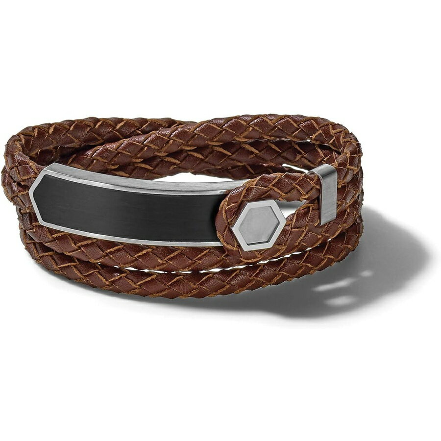 ブローバ メンズ プレシジョニスト ダブル ラップ 編組レザー ストラップ ブレスレット Men's Precisionist Double Wrap Braided Leather Strap Bracelet