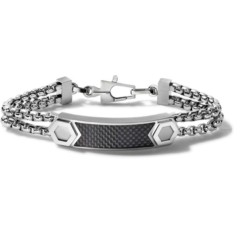Other - ブローバ メンズ プレシジョニスト ステンレススチール ダブル チェーン リンク ローレット テクスチャー ID プラーク ブレスレット Bulova Men's Precisionist Stainless Steel Double-Chain Link with Knurled Texture ID Plaque Bracelet