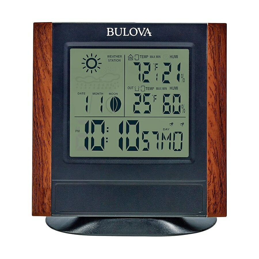 他の ブローバ はこちら Bulova Forecaster Versatile Tabletop Clock, Brown & Black, B1708ブローバ フォアキャスター 多目的卓上時計、ブラウン & ブラック、B1708発送までの目安5〜15日　営業日以内に発送※12月、連休等は物流が混雑し、遅延する場合がございます。予めご了承ください。 商　品　情　報 メーカー Bulova 商品名（英語） Bulova Forecaster Versatile Tabletop Clock, Brown & Black, B1708 商品名（翻訳） ブローバ フォアキャスター 多目的卓上時計、ブラウン & ブラック、B1708 商品詳細 ・デュアルゾーン温度気象ステーションは、屋内と屋外の温度（華氏または摂氏）と湿度を表示します。正確な屋外温度を測定するリモートセンサーを備えています・壁に取り付けることも、デスクトップとしてスタンドで使用することもできます・標準時間または軍用時間の選択・日付の月相も表示する日/日付/月カレンダー機能 ※メーカーより頂いた商品説明を翻訳しております。翻訳による差異はご了承ください。 ◆ 様々なギフトシーンにぴったりの商品を豊富に取り揃えております ◆ プレゼント　ギフト　クリスマス　母の日　父の日　記念日　誕生日　お誕生日　誕生日プレゼント　敬老の日　記念品　結婚記念日　メモリアルギフト　お祝い　出産祝い　結婚式　結婚祝い　御祝　披露宴　引き出物　引出物　ウェディングギフト　ブライダルギフト　景品　賞品　コンペ景品　ゴルフコンペ　粗品　お中元　御中元　お歳暮　御歳暮　残暑見舞い　引越し　引っ越し祝い　引越し祝い　贈答品　入園祝い　入学祝い　卒業祝い　成人式　就職祝い　昇進祝い　定年退職記念　還暦祝い　卒業記念品　内祝　お返し　お礼　御礼　お祝い返し