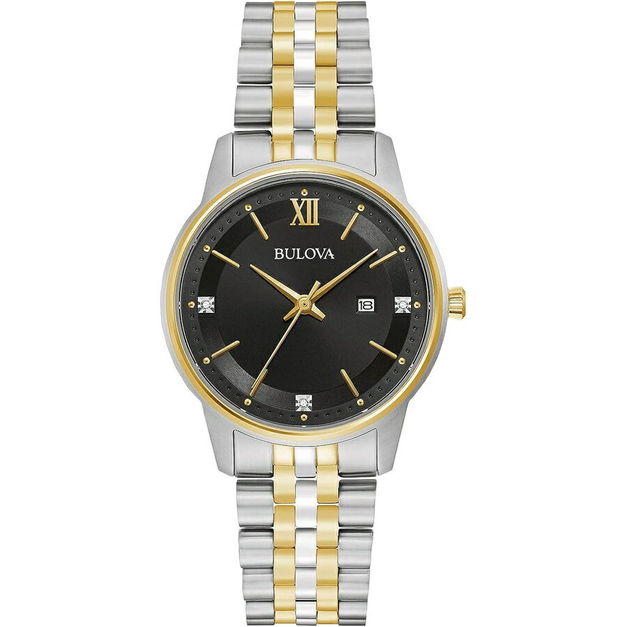 他の ブローバ はこちら Bulova Ladies' Classic Diamond Two-Tone Gold Stainless Steel 3-Hand Calendar Date Quartz Watchブローバ レディース クラシック ダイヤモンド ツートンカラー ゴールド ステンレススチール 3針 カレンダー 日付 クォーツ時計発送までの目安5〜15日　営業日以内に発送※12月、連休等は物流が混雑し、遅延する場合がございます。予めご了承ください。 商　品　情　報 メーカー Bulova 商品名（英語） Bulova Ladies' Classic Diamond Two-Tone Gold Stainless Steel 3-Hand Calendar Date Quartz Watch 商品名（翻訳） ブローバ レディース クラシック ダイヤモンド ツートンカラー ゴールド ステンレススチール 3針 カレンダー 日付 クォーツ時計 商品詳細 ・ヴィンテージ デザインにインスピレーションを得たブローバ レディース クラシック コレクションのクラシック ウォッチは、常にスタイリッシュでテーラードで控えめな外観を実現しています。・3 針、カレンダー・ツートンカラーのステンレススチール・3 ダイヤモンド アクセントとミネラル クリスタル・30M 耐水性、3 年間の限定保証 ※メーカーより頂いた商品説明を翻訳しております。翻訳による差異はご了承ください。 ◆ 様々なギフトシーンにぴったりの商品を豊富に取り揃えております ◆ プレゼント　ギフト　クリスマス　母の日　父の日　記念日　誕生日　お誕生日　誕生日プレゼント　敬老の日　記念品　結婚記念日　メモリアルギフト　お祝い　出産祝い　結婚式　結婚祝い　御祝　披露宴　引き出物　引出物　ウェディングギフト　ブライダルギフト　景品　賞品　コンペ景品　ゴルフコンペ　粗品　お中元　御中元　お歳暮　御歳暮　残暑見舞い　引越し　引っ越し祝い　引越し祝い　贈答品　入園祝い　入学祝い　卒業祝い　成人式　就職祝い　昇進祝い　定年退職記念　還暦祝い　卒業記念品　内祝　お返し　お礼　御礼　お祝い返し