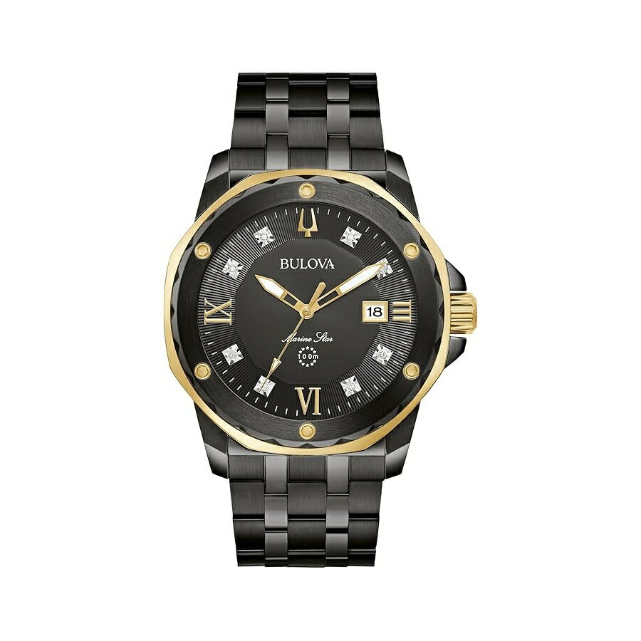 ブローバ 腕時計 ウォッチ 98D176 44mm Bulova Marine Star Diamond Accent and Black Ion-Plated Bracelet Watch | 44mm | 98D176