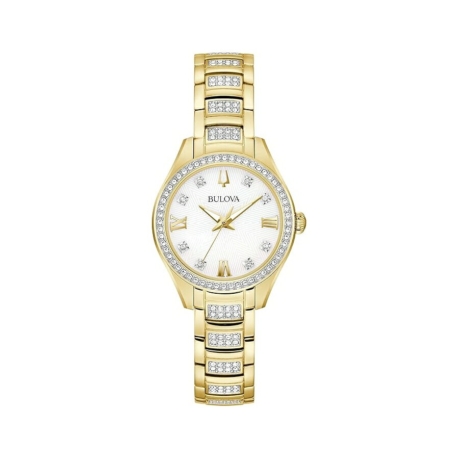 他の ブローバ はこちら Bulova Crystal Mother-of-Pearl Dial and Gold-Tone Bracelet Watch | 28.5mm | 98L306ブローバ クリスタル マザーオブパール ダイヤルとゴールドトーン ブレスレット ウォッチ | 28.5mm | 98L306発送までの目安5〜15日　営業日以内に発送※12月、連休等は物流が混雑し、遅延する場合がございます。予めご了承ください。 商　品　情　報 メーカー Bulova 商品名（英語） Bulova Crystal Mother-of-Pearl Dial and Gold-Tone Bracelet Watch | 28.5mm | 98L306 商品名（翻訳） ブローバ クリスタル マザーオブパール ダイヤルとゴールドトーン ブレスレット ウォッチ | 28.5mm | 98L306 商品詳細 ・ブローバのレディース クリスタル コレクションに新たに加わったこのコレクションは、ドレッシーな美学とスポーティな多用途性のバランスをとっています・ゴールドトーンのステンレススチールのケースには、ダイヤルとブレスレットを引き立てるまばゆいクリスタルが完全にセットされたポリッシュ仕上げのベゼルが付いています・128 個のクリスタルがセットされたこのレディース ブローバ タイムピースは、輝く美しさを表現しています。28.5 mm のゴールドトーンのステンレススチールのケースとブレスレットは、ラウンド クリア クリスタルとショート フォールドオーバー クラスプでセットされています。プッシュボタン耐衝撃性と耐飛散性ミネラルクリスタルマザーオブパールの文字盤、ゴールドトーンの針、発光アクセント、ポリッシュゴールドトーンのローマ数字、8 つの丸い透明な針セットクリスタルアワーマーカー、および 12 時位置の音叉ロゴ2036 バッテリー駆動の 3 針クォーツ ムーブメント。水晶 ※メーカーより頂いた商品説明を翻訳しております。翻訳による差異はご了承ください。 ◆ 様々なギフトシーンにぴったりの商品を豊富に取り揃えております ◆ プレゼント　ギフト　クリスマス　母の日　父の日　記念日　誕生日　お誕生日　誕生日プレゼント　敬老の日　記念品　結婚記念日　メモリアルギフト　お祝い　出産祝い　結婚式　結婚祝い　御祝　披露宴　引き出物　引出物　ウェディングギフト　ブライダルギフト　景品　賞品　コンペ景品　ゴルフコンペ　粗品　お中元　御中元　お歳暮　御歳暮　残暑見舞い　引越し　引っ越し祝い　引越し祝い　贈答品　入園祝い　入学祝い　卒業祝い　成人式　就職祝い　昇進祝い　定年退職記念　還暦祝い　卒業記念品　内祝　お返し　お礼　御礼　お祝い返し