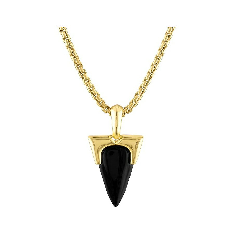 乐天商城 - ブローバ ジュエリー メンズ アイコン ブラック オニキス アミュレット ペンダントと 14K ゴールドメッキ スターリング シルバー ボックス リンク チェーン ネックレス 長さ 24 〜 26 インチ スタイル:BVP1025-YSBA Bulova Jewelry Men's Icon Black Onyx