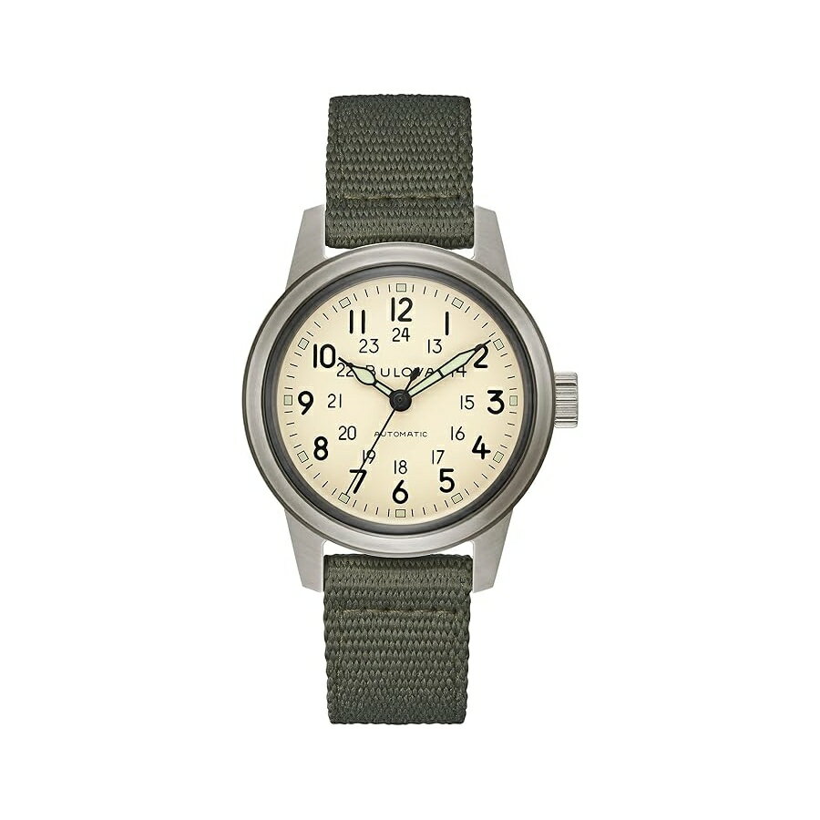他の ブローバ はこちら Bulova Men's Military Hack Automatic Black PVD-Coated Stainless Steel Case and Green Nylon Strap Watch, Ivory Dial Style:98A307ブローバ メンズ ミリタリー ハック オートマチック ブラック PVD ??コーティング ステンレススチール ケースとグリーン ナイロン ストラップ ウォッチ、アイボリー ダイヤル スタイル:98A307発送までの目安5〜15日　営業日以内に発送※12月、連休等は物流が混雑し、遅延する場合がございます。予めご了承ください。 商　品　情　報 メーカー Bulova 商品名（英語） Bulova Men's Military Hack Automatic Black PVD-Coated Stainless Steel Case and Green Nylon Strap Watch, Ivory Dial Style:98A307 商品名（翻訳） ブローバ メンズ ミリタリー ハック オートマチック ブラック PVD ??コーティング ステンレススチール ケースとグリーン ナイロン ストラップ ウォッチ、アイボリー ダイヤル スタイル:98A307 商品詳細 ・ブローバのミリタリーヘリテージと当時のヴィンテージウォッチにインスピレーションを得たハックウォッチは、現代のライフスタイルに歴史的な要素を注入・3針、自動巻き、ハック機能、42時間パワーリザーブ・グレーのステンレススチールケースとグリーンのナイロンストラップ・ダブルドーム型ミネラルクリスタル・30M防水、3年間の限定保証 ※メーカーより頂いた商品説明を翻訳しております。翻訳による差異はご了承ください。 ◆ 様々なギフトシーンにぴったりの商品を豊富に取り揃えております ◆ プレゼント　ギフト　クリスマス　母の日　父の日　記念日　誕生日　お誕生日　誕生日プレゼント　敬老の日　記念品　結婚記念日　メモリアルギフト　お祝い　出産祝い　結婚式　結婚祝い　御祝　披露宴　引き出物　引出物　ウェディングギフト　ブライダルギフト　景品　賞品　コンペ景品　ゴルフコンペ　粗品　お中元　御中元　お歳暮　御歳暮　残暑見舞い　引越し　引っ越し祝い　引越し祝い　贈答品　入園祝い　入学祝い　卒業祝い　成人式　就職祝い　昇進祝い　定年退職記念　還暦祝い　卒業記念品　内祝　お返し　お礼　御礼　お祝い返し
