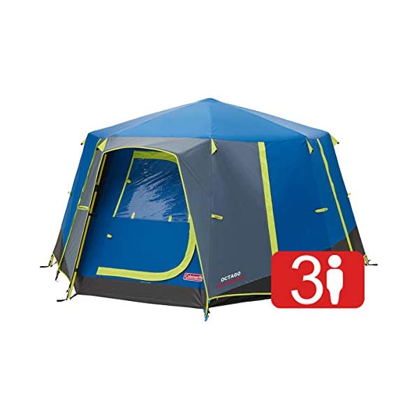 コールマン テント キャンプ アウトドア オクタゴン 3人用 ドーム グラウンドシート 防水 フェス ハイキング ゆるキャン Coleman Tent Octago, 3 Man Tent Ideal for Camping in The Garden, Dome Tent, Waterproof 3 Person Camping Tent with Sewn-in Groundsheet