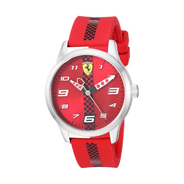 フェラーリ 腕時計 Ferrari 860001 ウォッチ キッズ 男の子 Ferrari Boy's Pitlane Quartz Stainless Steel and Silicone Strap Casual Watch, Color: Black (Model: 860001)