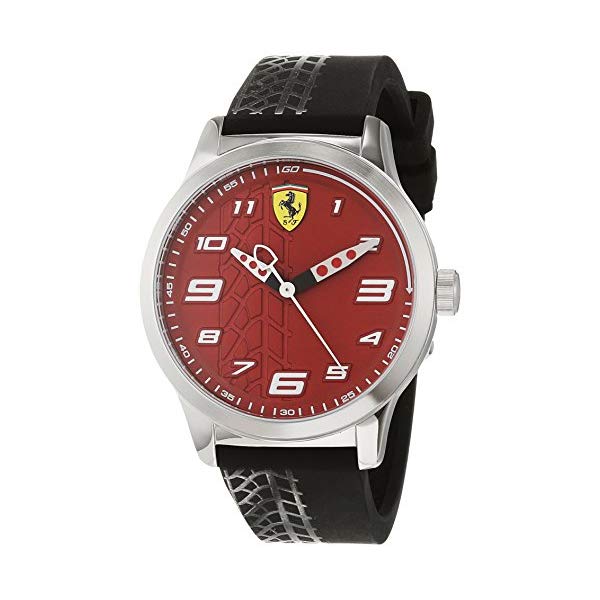フェラーリ 腕時計 Ferrari 840021 ウォッチ キッズ 男の子 Ferrari Boy's Pitlane Quartz Stainless Steel and Silicone Strap Casual Watch, Color: Black (Model: 840021)