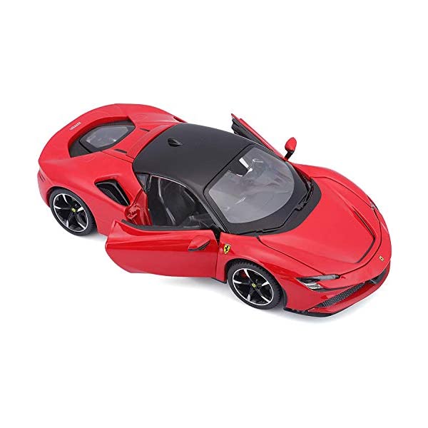 フェラーリ ブラーゴ モデルカー ダイキャスト 模型 ミニカー グッズ 納車祝い プレゼント インテリア スーパーカー Ferrari SF90 Stradale Red with Black Top 1/24 Diecast Model Car by Bburago 26028