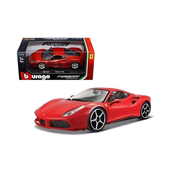 フェラーリ 488 ブラーゴ モデルカー ダイキャスト 模型 ミニカー グッズ 納車祝い プレゼント インテリア スーパーカー Bburago New 1:24 W/B Collection - RED 488 GTB Diecast Model Car