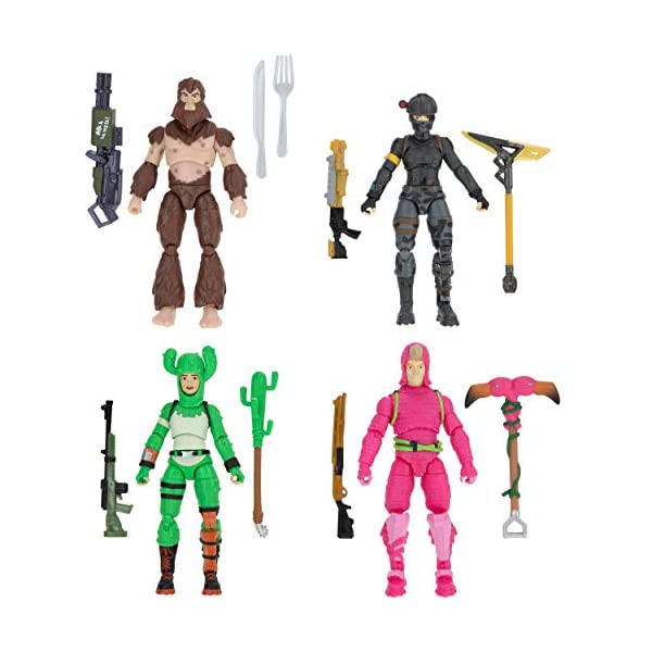 楽天i-selectionフォートナイト フィギュア 人形 おもちゃ グッズ Fortnite Alchemist Squad Mode, 4 Figure Pack - 4 Inch King Flamingo, Prickly Patroller, Bigfoot, Elite Agent Collectible Action Figures, Plus 5 Harvesting Tools, 4 Weapons, 4 Building Materials