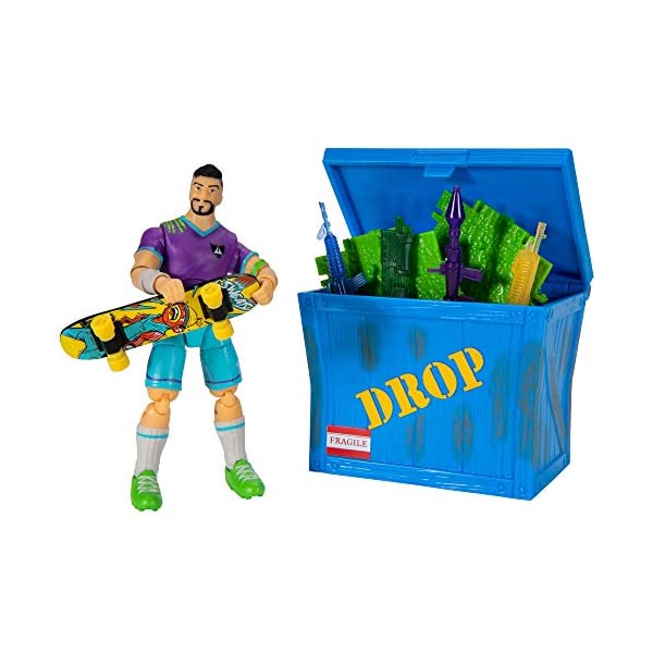 եȥʥ ե奢 ͷ  å ץ쥼 Fortnite Solo Mode Figure and Supply Crate Collectible Accessory Set Bundle - Features 4 Midfield Maestro, Supply Crate, Back Board (Sweaty) Back Bling, 4 Weapons, and Building Materials