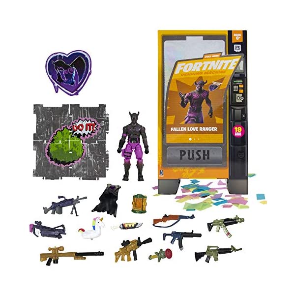 եȥʥ ե奢 ͷ  å ץ쥼 ֥󥸥㡼 Fortnite Vending Machine - Features 4 Inch Fallen Love Ranger Collectible Action Figure, Includes 9 Weapons, 4 Back Bling, and 4 Building Material Pieces