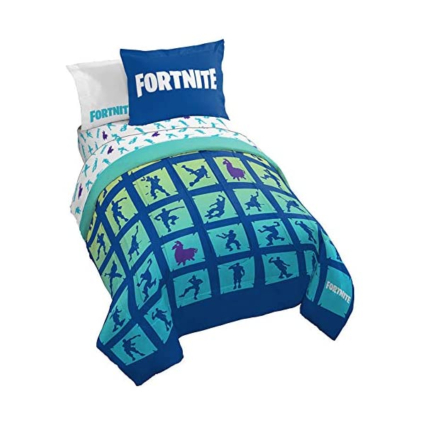 フォートナイト ベッドカバー 枕カバー ベッドセット インテリア おもちゃ グッズ Jay Franco Fortnite Boogie Bomb 7 Piece Full Bed Set Includes Reversible Comforter Sheet Set Super Soft Fade Resistant Microfiber Kids Bedding (Official Fortnite Product)