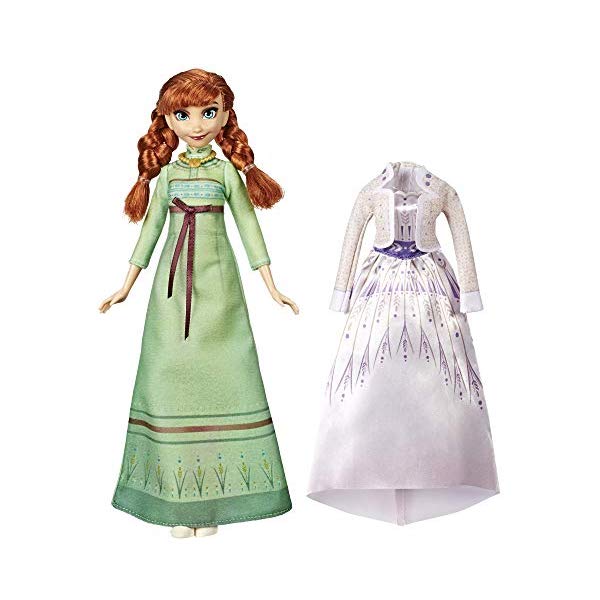 AiƐ̏2 Ai ւ Af[  l` h[ tBMA fBYj[ Disney Frozen Arendelle Fashions Anna Fashion Doll with Outfits, Green Nightgown White Dress Inspired by the Frozen Movie Toy For Kids Years Old Up