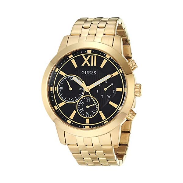 ゲス 腕時計 GUESS GW0068G3 メンズ 男性用 ウォッチ 時計 GUESS Men's Analog Quartz Watch with Stainless Steel Strap, Gold, 22 (Model: GW0068G3) 人気の GUESS 商品はこちら ■海外より直輸入品となりますので、外箱に小傷・破れ等がある場合がございます。 　本体には影響ございませんので、予めご容赦ください。 ■携帯からの注文の際【納期目安】が表示されない場合もございます。 　納期の表示が確認出来ない商品に関しましては、お手数ですが、PCページより【納期目安】の確認をお願いします。 　また、携帯からのご注文のお客様は携帯電話の受信設定（フィルター）を必ずご確認下さいますようお願いいたします。ゲス 腕時計 GUESS GW0068G3 メンズ 男性用 ウォッチ 時計 GUESS Men's Analog Quartz Watch with Stainless Steel Strap, Gold, 22 (Model: GW0068G3) ブランドGUESS製品型番GW0068G3パート ナンバーGW0068G3形状Roundウィンドウ素材Mineralディスプレイ タイプAnalogクラスプ(留金)Push Button Deployment クラスプ(留金)ケース素材Stainless Steelケース直径45 millimetersケース厚11 millimetersバンド素材Stainless SteelバンドサイズMens Standardバンド幅22 millimetersバンドカラーGoldダイヤルカラーBlackベゼル素材Stainless Steelベゼル機能StationaryカレンダーDay-DateムーブメントQuartz防水機能50 Meters ◆ 様々なギフトシーンにぴったりの商品を豊富に取り揃えております ◆プレゼント　ギフト　クリスマス　母の日　父の日　記念日　誕生日　お誕生日　誕生日プレゼント　敬老の日　記念品　結婚記念日　メモリアルギフト　お祝い　出産祝い　結婚式　結婚祝い　御祝　披露宴　引き出物　引出物　ウェディングギフト　ブライダルギフト　景品　賞品　コンペ景品　ゴルフコンペ　粗品　お中元　御中元　お歳暮　御歳暮　残暑見舞い　引越し　引っ越し祝い　引越し祝い　贈答品　入園祝い　入学祝い　卒業祝い　成人式　就職祝い　昇進祝い　定年退職記念　還暦祝い　卒業記念品　内祝　お返し　お礼　御礼　お祝い返し