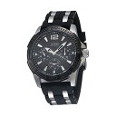 QX rv GUESS W0366G1 Y jp EHb` v GUESS Men's W0366G1 Black Multi-Function Sporty Watch with Silver Interlinks