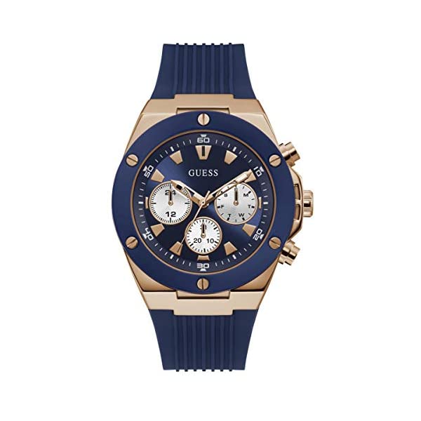 ゲス 腕時計 GUESS GW0057G2 メンズ 男性用 ウォッチ 時計 GUESS Men's Stainless Steel Analog Quartz Watch with Silicone Strap, Blue, 22 (Model: GW0057G2)