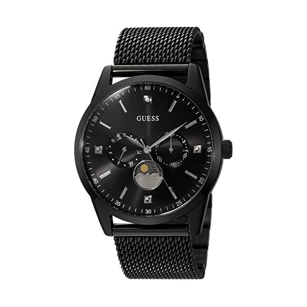 ゲス 腕時計 GUESS U0869G1 ウォッチ 時計 GUESS Black Ionic Plated Mesh Bracelet Watch with Genuine Diamond, Day, Date + Moonphase. Color: Black (Model: U0869G1)