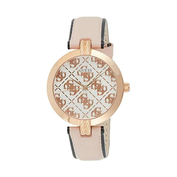 B, C, D, G, J, L, S, T, Z - ゲス 腕時計 GUESS GW0027L2 レディース 女性用 ウォッチ 時計 GUESS Women's Stainless Steel Analog Quartz Watch with Leather Strap, Pink, 15.9 (Model: GW0027L2)