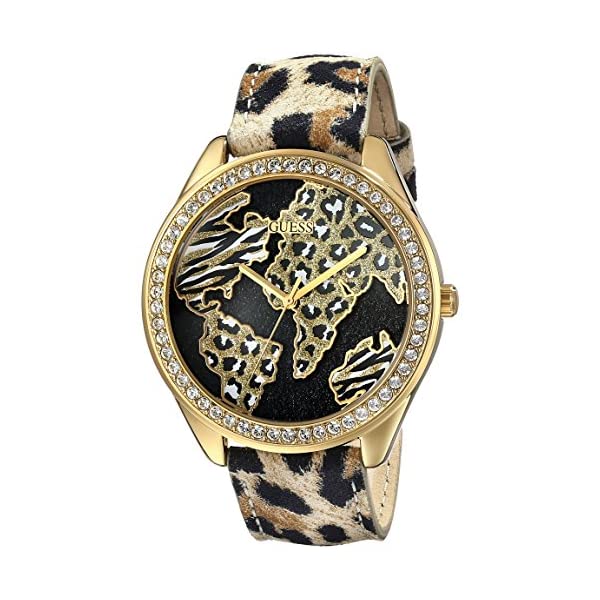 ゲス ゲス 腕時計 GUESS U0504L2 レディース 女性用 ウォッチ 時計 GUESS Women's U0504L2 Animal Print Gold-Tone Watch with World Map