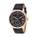 QX rv GUESS W1000G4 EHb` v Guess Black Leather Watch-W1000G4