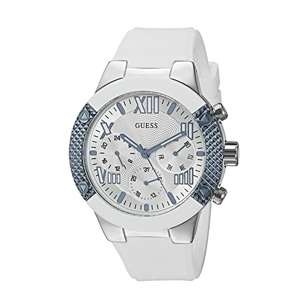 ゲス 腕時計 GUESS U0772L3 レディース 女性用 ウォッチ 時計 GUESS Women's U0772L3 Sporty Silver-Tone Stainless Steel Watch with Multi-function Dial and White Strap Buckle