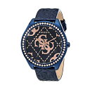 QX rv GUESS U0473L1 fB[X p EHb` v GUESS Women's U0473L1 Iconic Blue & Rose Gold-Tone Watch with Blue Logo Embossed Genuine Patent Leather Strap