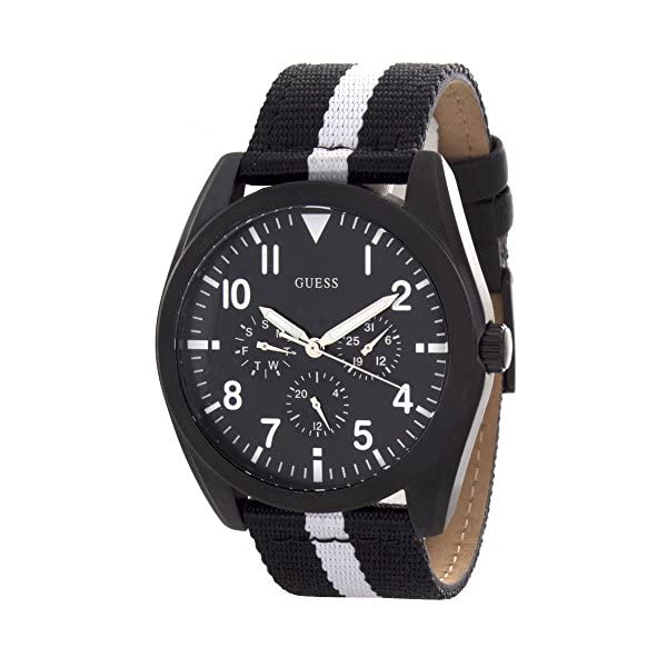ゲス 腕時計 メンズ 男性用 GUESS W90067G1 時計 ウォッチ GUESS Men's Black Dial Black and White Fabric Strap Multi-Function Watch W90067G1