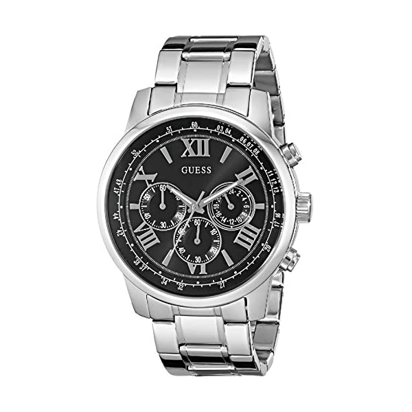 ゲス 腕時計 メンズ 男性用 GUESS W0379G1 時計 ウォッチ GUESS STEEL W0379G1,Men's Silver-Tone Chronograph,Stainless Steel,Black Dial,50m WR