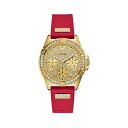 ゲス 腕時計 GUESS 時計 ウォッチ Gold-Tone and Red Multifunction Watch