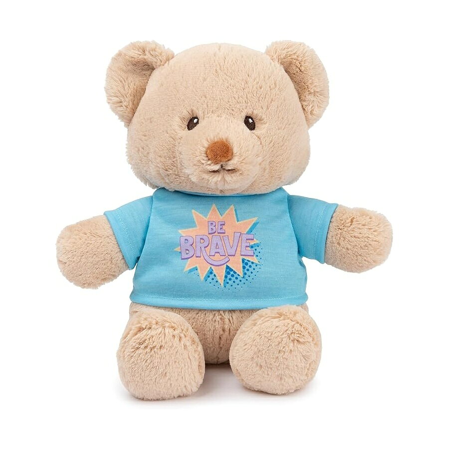 ガンド メッセージベア ブルー T シャツ付き 100% リサイクル素材で作られたテディベア ぬいぐるみ GUND “Be Brave” Sustainable Message Bear with Blue T-Shirt, Teddy Bear Made from 100% Recycled Materials for Ages 1