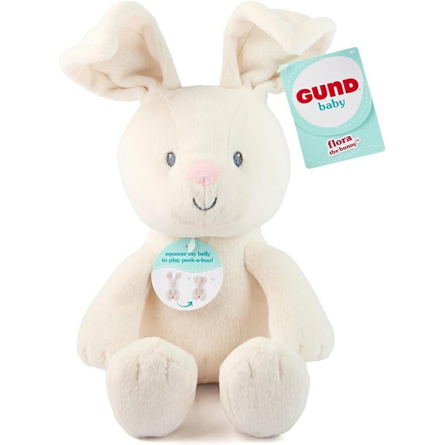Rakuten - ガンド ベビー バニー ウサギのぬいぐるみ 0歳以上向け赤ちゃんのおもちゃ クリーム 7インチ (電池不要) GUND Baby Peek-a-Boo Flora Bunny Plush, Bunny Rabbit Stuffed Animal, Baby Toy for Ages 0 and Up, Cream, 7