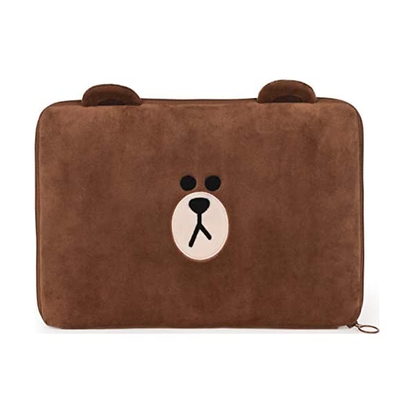 Kh CtY LINEtY ʂ uE ObY GUND LINE Friends Brown Zippered Computer Laptop Soft Case, 10.5hH x 15hW