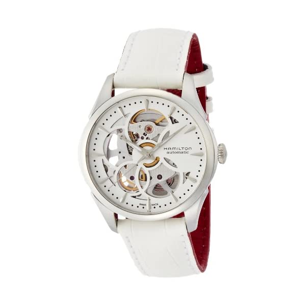 ハミルトン 腕時計 ウォッチ Hamilton H32405811 レディース 女性用 Hamilton JazzMaster White Skeletal Dial White Leather Ladies Watch H32405811