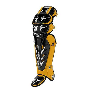 USAミズノ 最新仕様 サムライG3 硬式用 キャッチャーレガーズ ブラック/イエロー Mizuno Samurai G3 15.5-Inch Shin Guards (Black/Yellow)