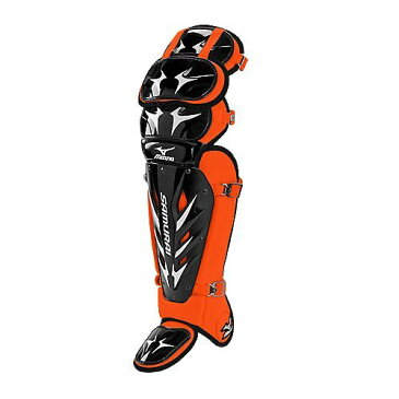 USAミズノ 最新仕様 サムライG3 硬式用 キャッチャーレガーズ ブラック/オレンジ Mizuno Samurai G3 15.5-Inch Shin Guards (Black/Orange)