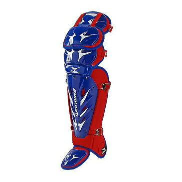 USAミズノ 最新仕様 サムライG3 硬式用 キャッチャーレガーズ ロイヤルブルー/レッド Mizuno Samurai G3 15.5-Inch Shin Guards (Royal/Red)