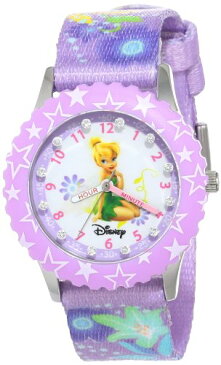 ディズニー 腕時計 キッズ 時計 子供用 ピーターパン ティンカーベル Disney Kids' W000277 Tinker Bell Glitz Stainless Steel Time Teacher Purple Bezel Printed Strap Watch