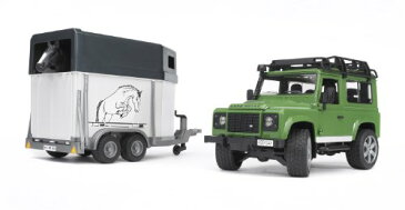 ブルーダー ランドローバー ディフェンダー ステーションワゴン 馬運車 牽引 Bruder Toys Land Rover Defender Station Wagon With Horse Trailer And 1 Horse
