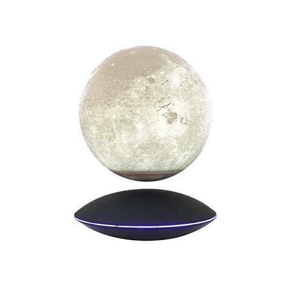 月 ムーンライト 磁気浮上 マグネット マジック フロート LEDライト 浮いている オブジェ Magnetic Maglev Levitating Levitation 3D Printing Floating Globe Rotating LED Night Light Moon Globe Black UFO Platform Showcase