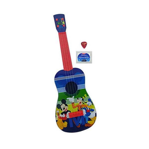 ディズニー ミッキー ギター 24インチ キッズ ジュニア Disney Junior Mickey Mouse Play Guitar 24 Inches long | Real Guitar Strings, one Pick and one Mickey Mouse Badge |Ukulele Size