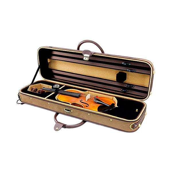 スカイ バイオリン オブロング ケース ヴァイオリン ウッド レザー バックスキン 湿度計 (ブラウン/ブラウンカーキ) SKY Violin Oblong Case Solid Wood Imitation Buckskin with Hygrometers Brown/brown Khaki