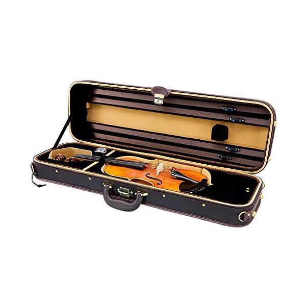 スカイ バイオリン オブロング ケース ヴァイオリン ウッド レザー 革 湿度計 (ブラウン/ブラウンカーキ) SKY Violin Oblong Case Solid Wood Imitation Leather with Hygrometers Brown/brown Khaki