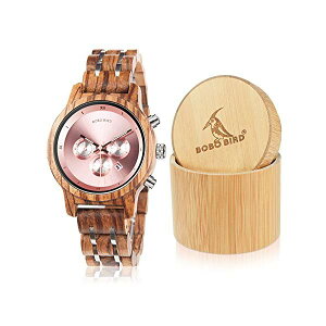 ボボバード レディース 腕時計 BOBO BIRD P18-3 Women Wooden Watches Luxury Wood Metal Strap Chronograph & Date Display Quartz Watch Fashion Zebra Wood Casual Business Ebony Wristwatches
