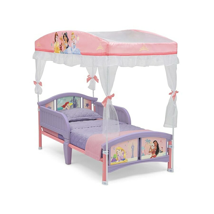Rakuten - デルタチルドレンキャノピー幼児用ベッド、ディズニープリンセス Delta Children Canopy Toddler Bed, Disney Princess