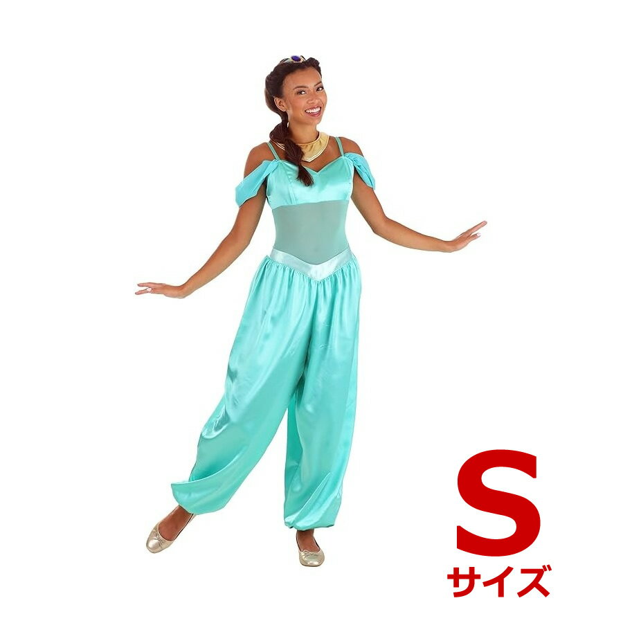 【Sサイズ】 ディズニー アラジン ジャスミン コスチューム 女性用 - アラビアン プリンセス ボディスーツ、パンツ、ヘッドバンド & ネックレス - 公式ライセンス品 Disney Aladdin Jasmine Costume for Women - Arabian Princess Bodysuit, Pants, Headband & Necklace