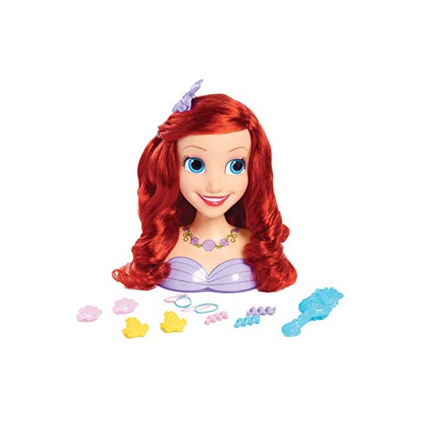 ディズニープリンセス アリエル リトルマーメイド スタイリングヘッド ヘアデザイン ヘアアレンジ 髪型 グッズ おもちゃ Just Play Princess ...
