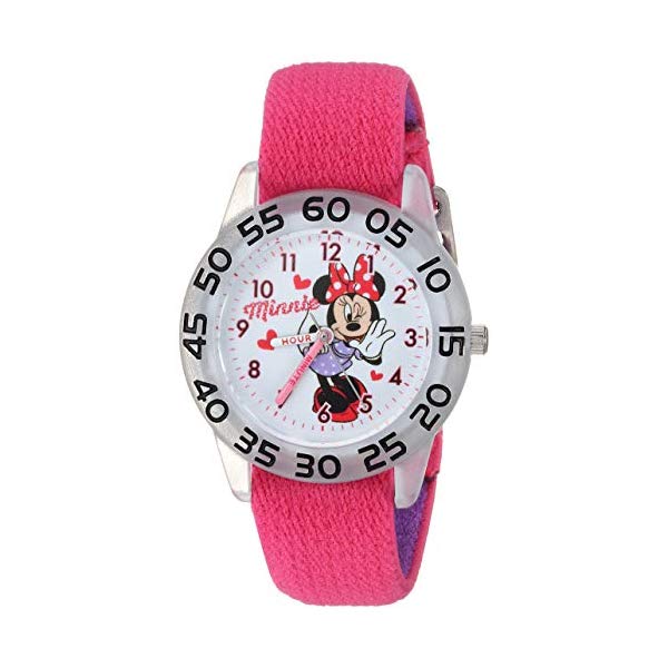 ミニー 腕時計 キッズ ウォッチ 子供用 ディズニー 女の子 Disney Girls Minnie Mouse Analog-Quartz Watch with Nylon Strap, Pink, 16 (Model: W002159) 1