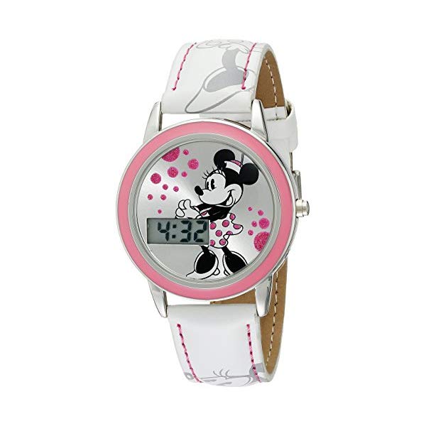 ミニー 腕時計 キッズ ウォッチ 子供用 ディズニー 女の子 Disney Kids' MN1022 Minnie Mouse Watch with White Leather Band