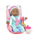 ベビードール 赤ちゃん人形 着せ替え おままごと Baby Dollar Seat with Toy Accessories, Includes 12 Inch Soft Body Black Baby Doll, Booster Seat Carrier, Rattle Toy, Bib and 2 Bottles, Travel Set for Toddler Infant Girl and Boy, African American